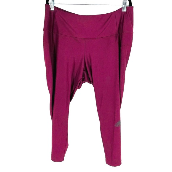 Adidas Women's X Zoe Saldana AEROREADY Burgundy Shine Tights (GS2410) Size 3X - Picture 4 of 9